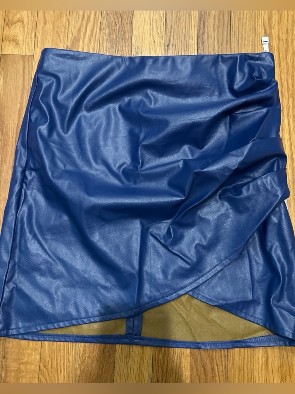 BOGO Blue Faux Leather Wrap Mini Skirt